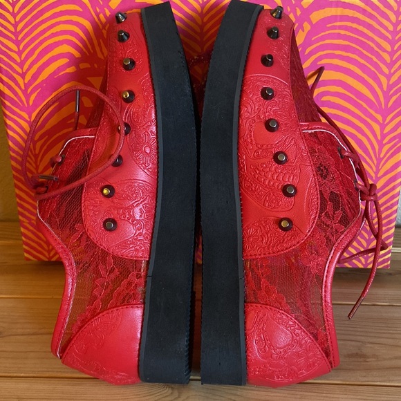 NEW! IRON FIST Lovelace Your Face RED Lace Studded Platform Creepers Size 36/5 - Picture 6 of 16